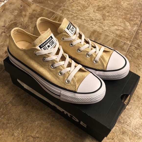white & gold ox precious metal trainers